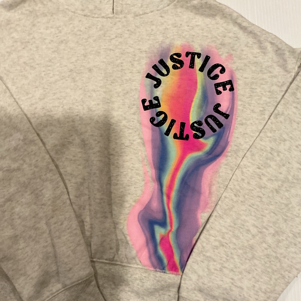 Justice Kids Gray Sweatshirt with Rainbow Design